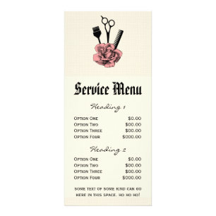 chic salon service menu mod pinkrose scissors hair