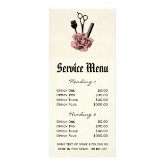 chic salon service menu mod pinkrose scissors hair