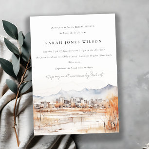 Chic Salt Lake City Utah Watercolor Bridal Shower Invitation