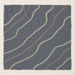 Chic Sand and Brown Stripes Dark Blue Scarf<br><div class="desc">Chic striped design in gold and brown colors on a dark blue background, adds a stylish touch of elegance to your outfit. The colors ancestral gold, wheat penny and charcoal blue are used for this striped print. Exclusively designed for you by Happy Dolphin Studio. Please contact us at happydolphinstudio@outlook.com with...</div>