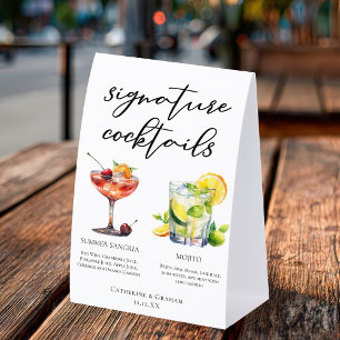 Chic Sangria Mojito Signature Cocktails Menu Paper Table Tent