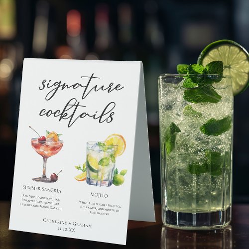 Chic Sangria Mojito Signature Cocktails Menu Table Tent Sign