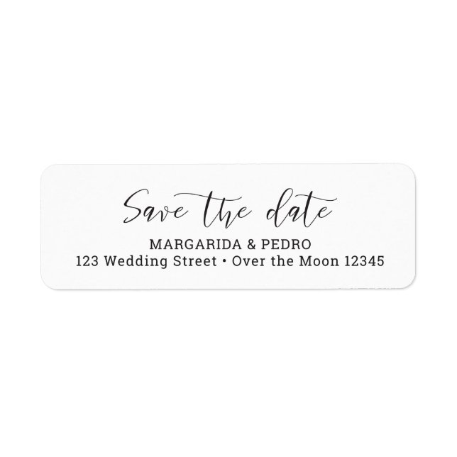 Chic Save Date Elegant Script Black White Simple Label (Front)