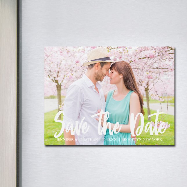 Chic Save the Date Engagement Photo Magnetic Card (Creator Uploaded)