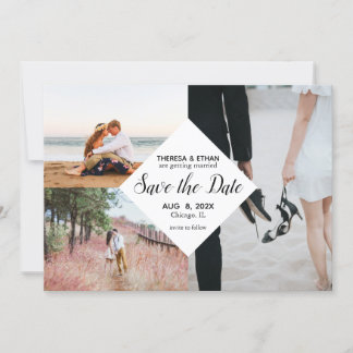 Chic Save the Date Photo Collage Wedding Invitation