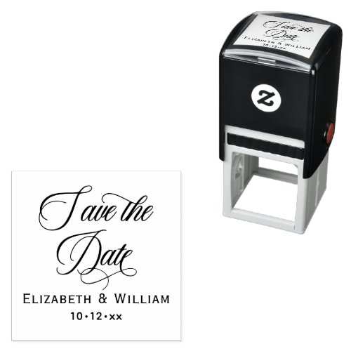 Chic Save the Date Wedding Typography 2 Name Date Self_inking Stamp