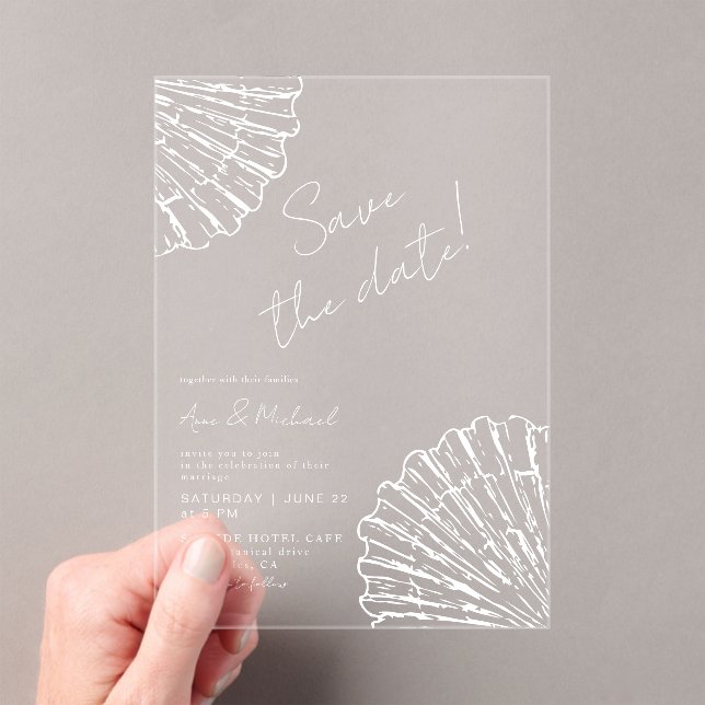 Chic Scallop Shell Save The Date Elegant Wedding (Insitu (Handheld))
