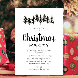 Chic Scandinavian Tree Line Christmas Celebration Invitation