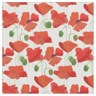 Chic Scarlet Field Poppies Floral Custom Fabric