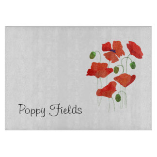 Chic Scarlet Field Poppies Glass Cutting Board
