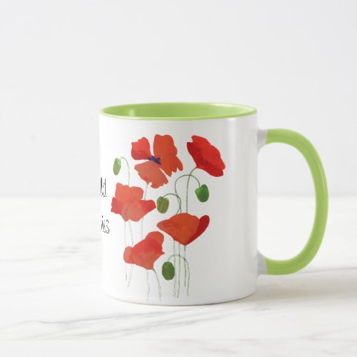 Chic Scarlet Field Poppies Ringer Coffee Mug