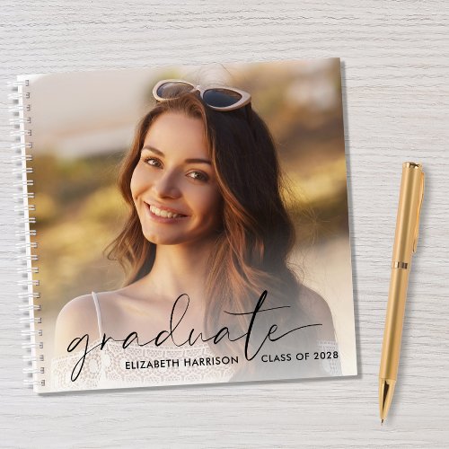 Chic Script 2 Photo Graduation Party Guest Book