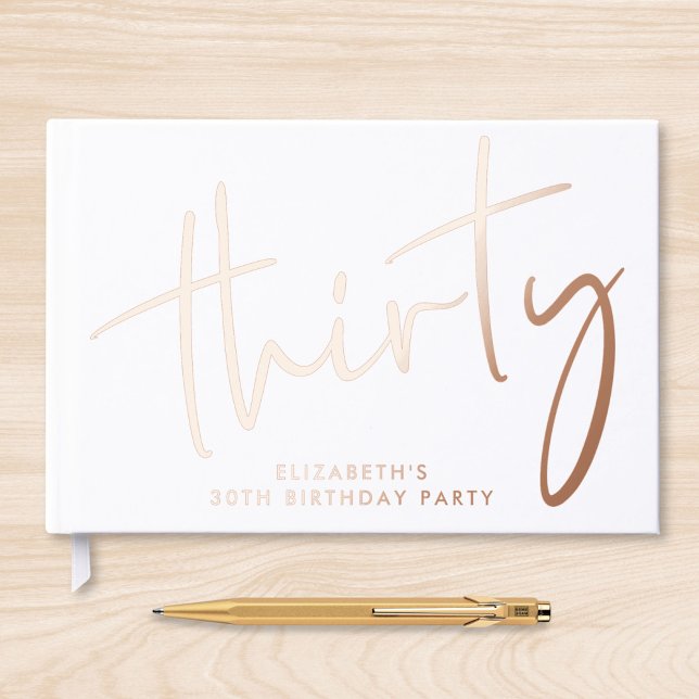 Chic Script 30th Birthday Party Foil Guest Book (Creator Uploaded)