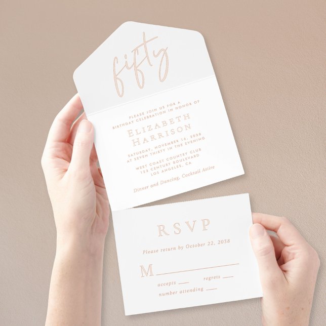 Chic Script 50th Birthday Party All In One Invitation (Creator Uploaded)