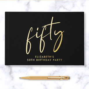 Chic Script 50th Birthday Party Foil Guest Book