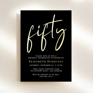 Chic Script 50th Birthday Party Foil Invitation