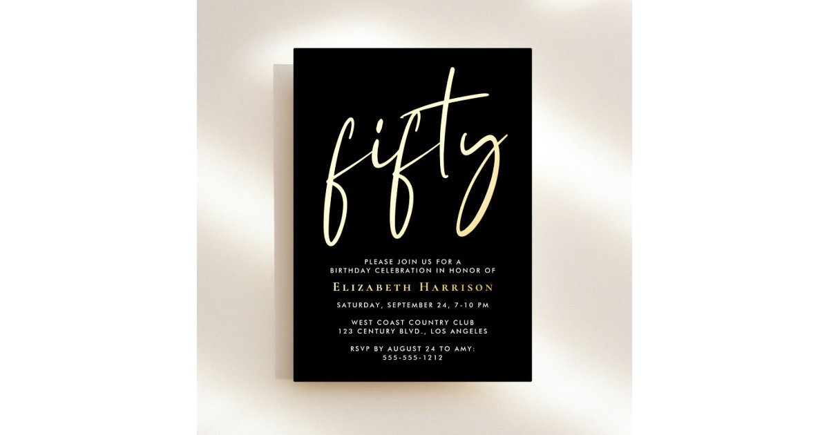 50th Script Chic Script 50th Birthday Party Foil Invitation | Zazzle