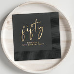 Chic Script 50th Birthday Party Foil Napkins<br><div class="desc">Elevate your 50th birthday party with these chic napkins,  elegantly stamped in your choice of gold,  silver or rose gold foil for a sophisticated touch,  and featuring "fifty" in a stylish script and your name in modern lettering, </div>