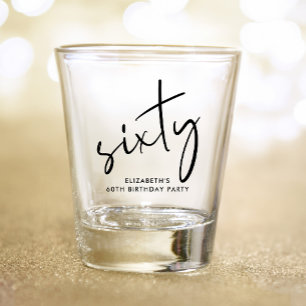 Chic Script 60th Birthday Party Shot Glass