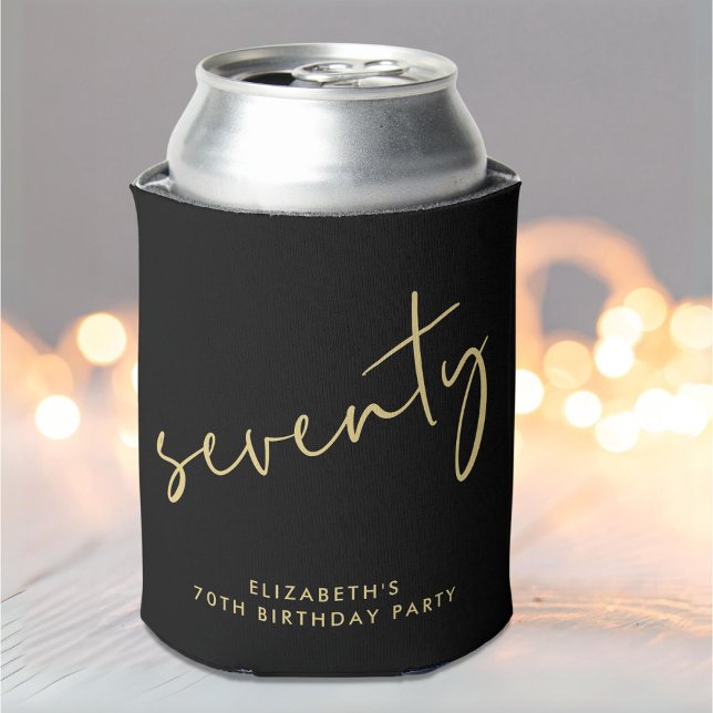 Chic Script 70th Birthday Party Can Cooler (Creator Uploaded)