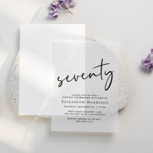 Chic Script 70th Birthday Party Vellum Invitations