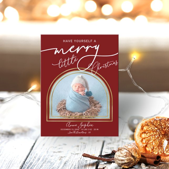 Chic Script Arch Frame Birth Announcement (Creator Uploaded)