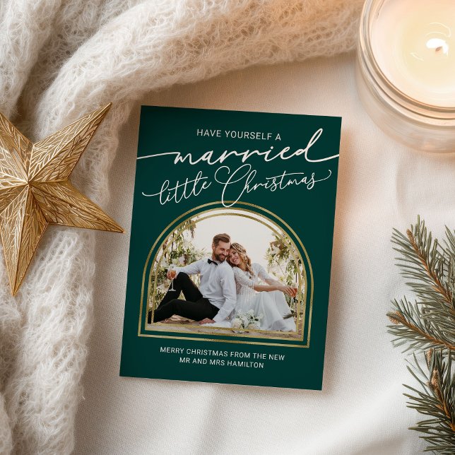 Chic Script Arch Holiday Wedding Announcement (Creator Uploaded)