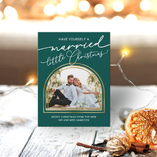 Chic Script Arch Holiday Wedding Announcement