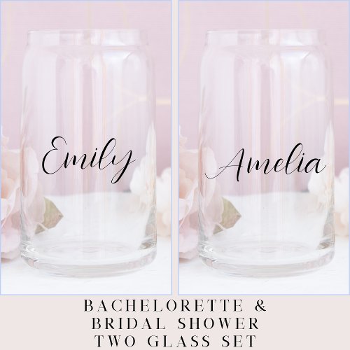 Chic Script Bachelorette Wedding Can Glass