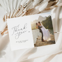 chic script black and white wedding photo