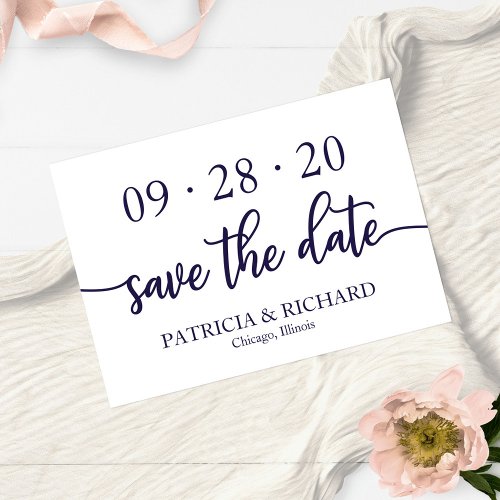 Chic Script Black And White Wedding Save The Date Invitation