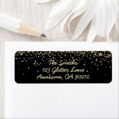 Chic Script Black Glitter Wedding Return Address Label (Insitu)