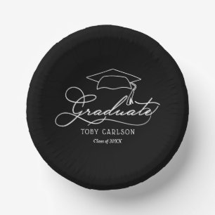 Chic Script Black Graduation Paper Bowls