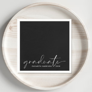 Chic Script Black Graduation Party  Napkins