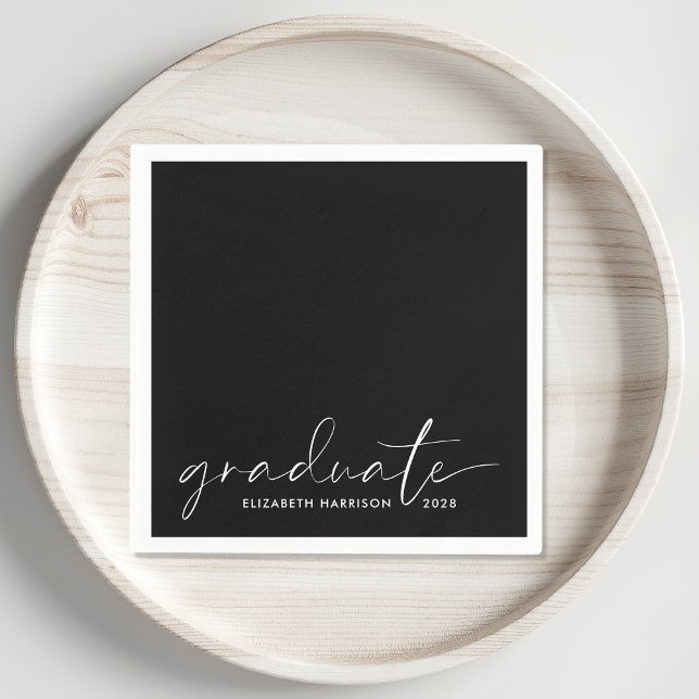 Chic Script Black Graduation Party  Napkins (Creator Uploaded)