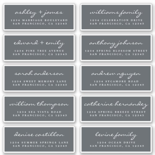 Chic Script Black Wedding Guest Address Labels