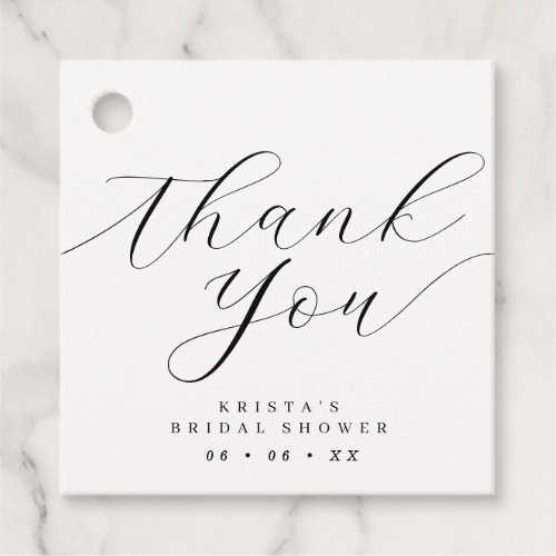 Chic Script Black  White Bridal Shower Thank You Favor Tags