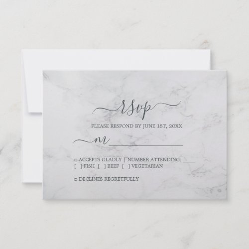 Chic Script Black White Minimal Wedding RSVP Card