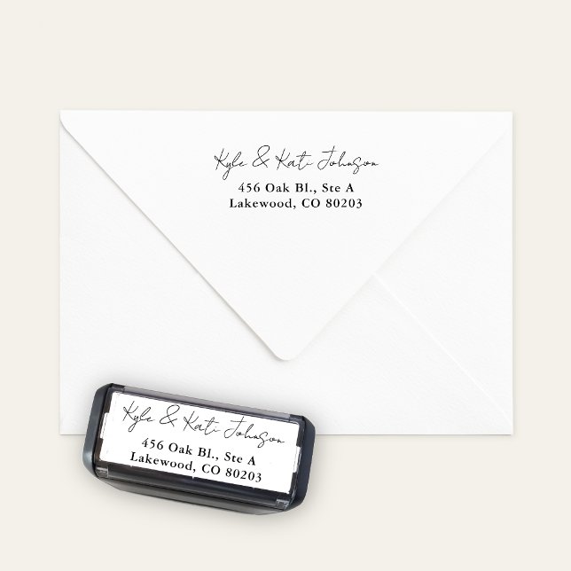 Chic Script Black White Self Inking Rubber Stamp (Creator Uploaded)