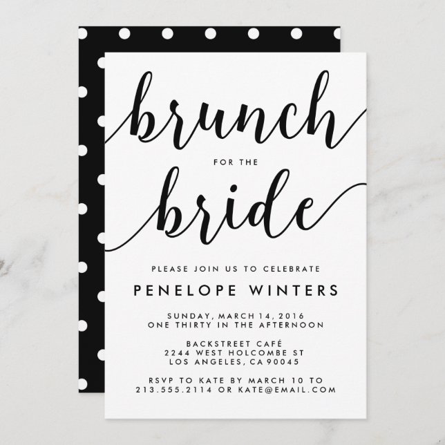 Chic Script Brunch Bridal Shower Invitations (Front/Back)