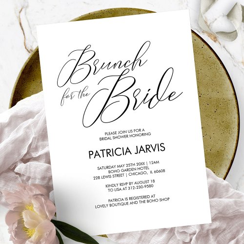 Chic Script Brunch for the Bride Bridal Shower Invitation