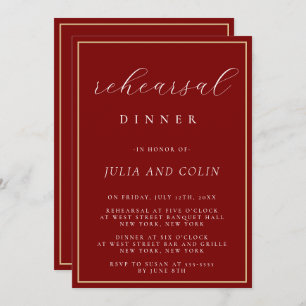 Chic Script Burgundy Rehearsal Dinner Invitation