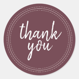 Chic Script Burgundy Thank You Gift Label