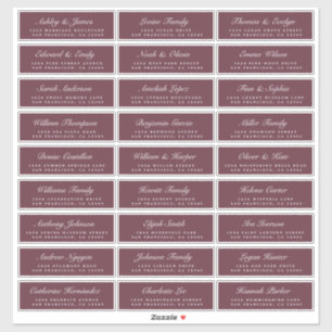 Chic Script Burgundy Wedding Guest Address Labels