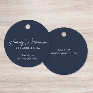 Chic Script Business Blue Thank You Gift Tag
