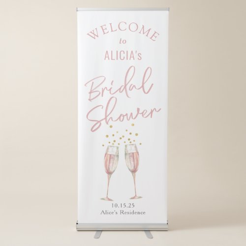 Chic script calligraphy champagne flutes welcome retractable banner