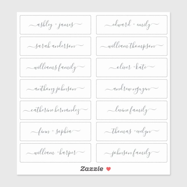 Chic Script Calligraphy Guest Names Labels (Sheet)