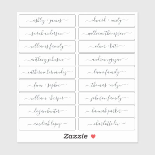 Chic Script Calligraphy Guest Names Labels 18x