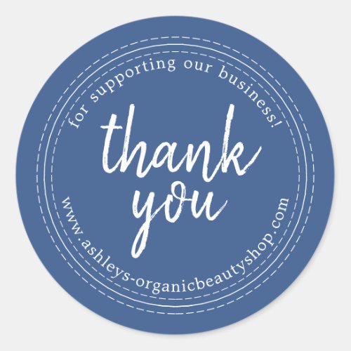 Chic Script Classic Blue Business Thank You Label