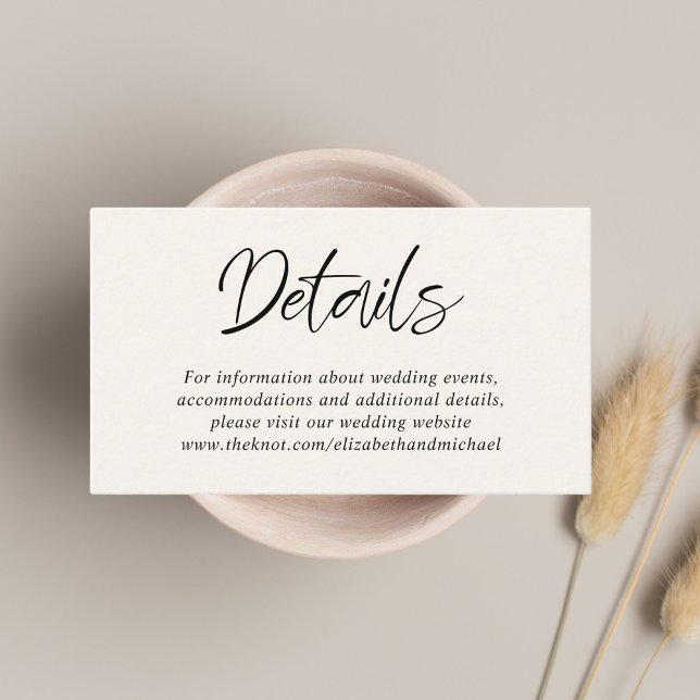 Chic Script Cream Wedding Details Enclosure Card (Creator Uploaded)